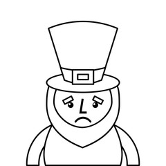 st. patricks day portrait of a sad leprechaun vector illustration outline design