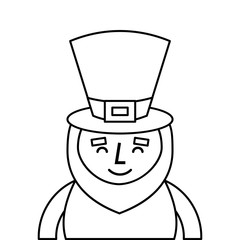 st. patricks day portrait of a smiling leprechaun vector illustration outline design