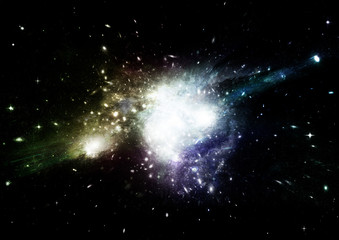 Stars, dust and gas nebula in a far galaxy