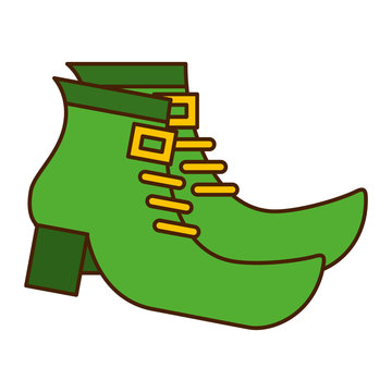 pair green boot shoes of leprechaun vector illustration