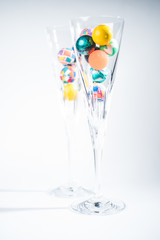rubber balls in crystal glass