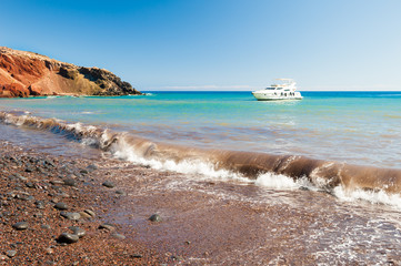 Fototapeta na wymiar Red beach on Santorini island, Greece.