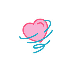 Love with wind storm, tornado Icon. Simple Heart Illustration Line Style Logo Template Design. 