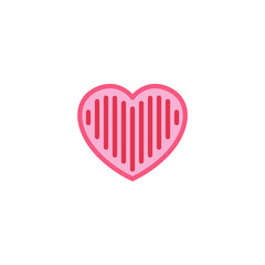 Love with full lines or stripes inside Icon. Simple Heart Illustration Line Style Logo Template Design. 
