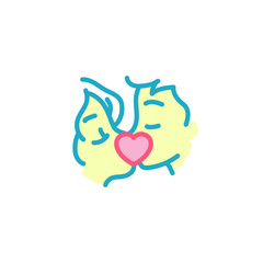 Love with male female couple kiss censored Icon. Simple Heart Illustration Line Style Logo Template Design 