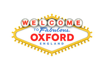 Welcome to Oxford sign in classic las vegas style design . 3D Rendering