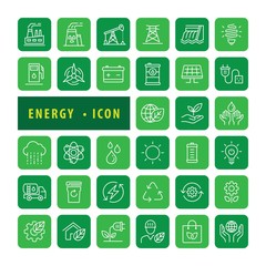 Energy icon set Vector Illustration, Eco green icons, icons modern design style