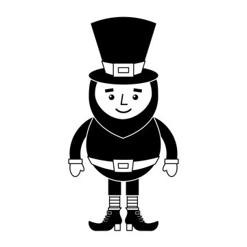 smiling leprechaun cartoon st patricks day character vector illustration  black and white image 