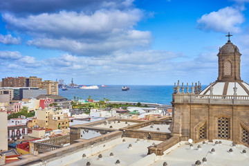 Panoramic view of historical downtown of Las Palmas - Capital of Gran Canaria in Spain