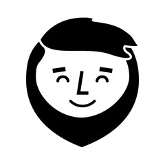 cartoon smiling face man beard character close eyes vector illustration  black and white image 
