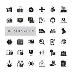 Transportation icons set,  Logistics and delivery objects and elements. Flat line icons modern design style