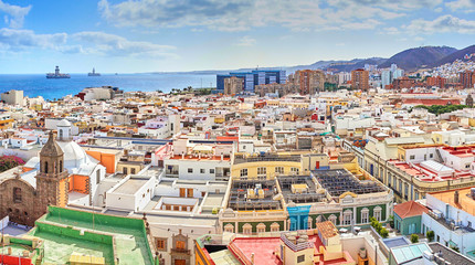 Fototapeta premium Panoramic view of historical downtown of Las Palmas - Capital of Gran Canaria in Spain