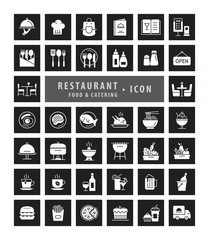 Modern Restaurant Icon Set, Food and Catering Sign symbol