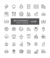 Modern Restaurant Icon Set, Food and Catering Sign symbol
