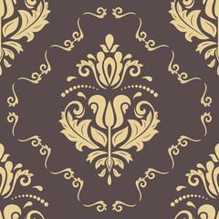 Classic seamless vector golden pattern. Damask orient ornament. Classic vintage background
