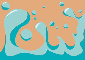 Digital painting. Abstract geometric colorful vector background with water and sea