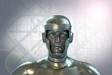 3D Illustration of the robot head Android, 3D render