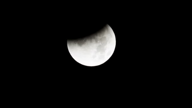 Lunar eclipse time lapse from full moon to mostly covered