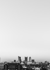 Fototapeta na wymiar City skyline in black and white with negative space