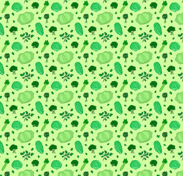 Seamless pattern of greenery vegetable vector illustration