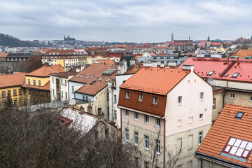 Obraz premium Storm clouds over Prague quarter
