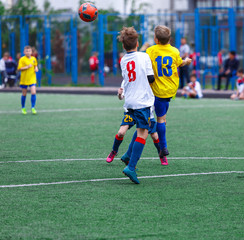 kids play football tournament and enjoy their game on the stadium