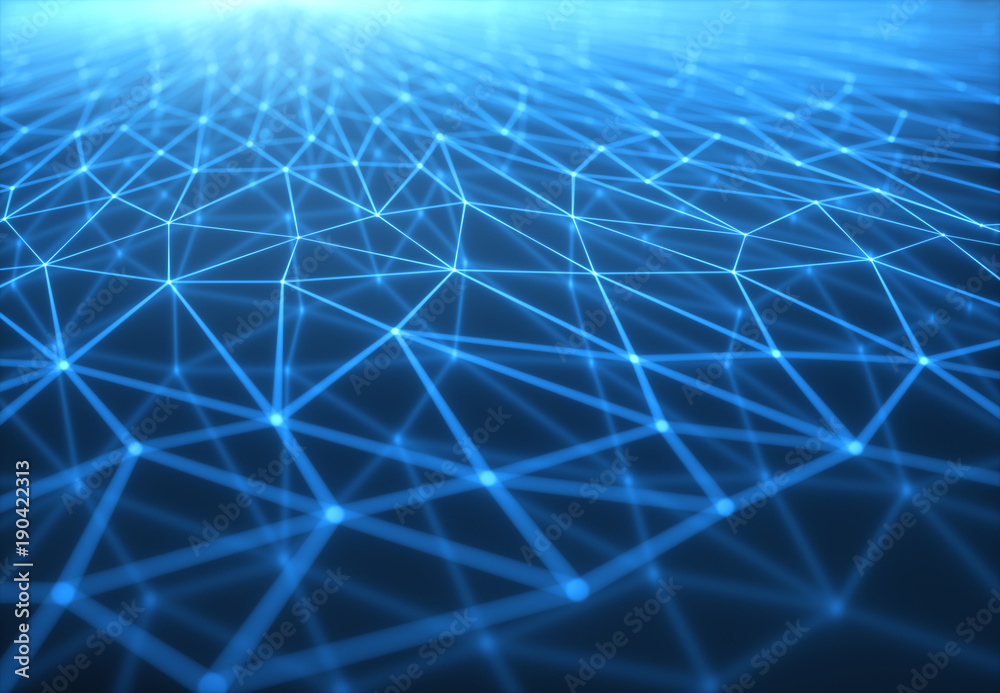 Wall mural 3d illustration of connections and dots representing the concept of cloud computing.