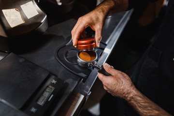 Making a espresso and cappuccino.