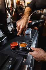Making a espresso and cappuccino.