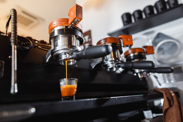 Making a espresso and cappuccino.