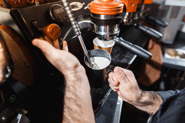 Making a espresso and cappuccino.