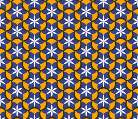 Abstract seamless pattern with floral patterns. Geometric mosaic.