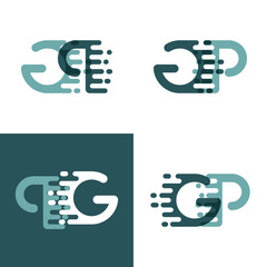 GP letters logo with accent speed in gray and dark green