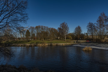 Velky Jez in Ceske Budejovice city in sunny winter day