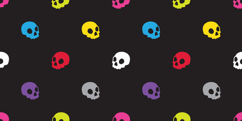 Skull seamless pattern Halloween isolated bone skeleton Ghost icon colorful pop art wallpaper background