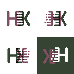 HK letters logo with accent speed in purple and dark green