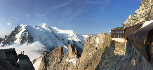 Mont Blanc panorama from Aiguille du Midi - obrazy, fototapety, plakaty