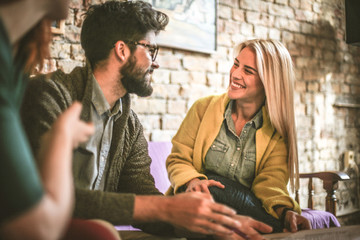 Young student on coffee break.