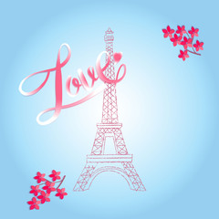 World famous landmark series: Eiffel Tower, Paris, France.  vector illustration.