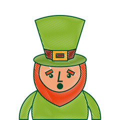 st. patricks day portrait of a surprised leprechaun vector illustration