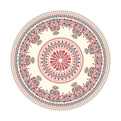 Traditional Hungarian round decorative element, vector.