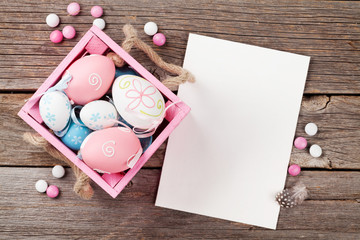 Easter eggs and greeting card