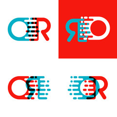 OR letters logo with accent speed in red and blue