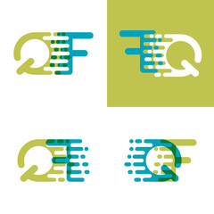 QF letters logo with accent speed in blue and light green