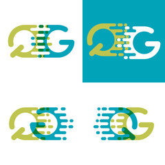 QG letters logo with accent speed in blue and light green