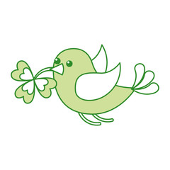 green bird flying with clover in beak vector illustration