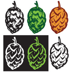 vector stylish set of hop cones illustrations
