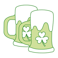 two green beer glass clover drink alcohol vector illustration