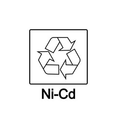 Battery recycling, Nickel-cadmium battery, vector illustration, sign.