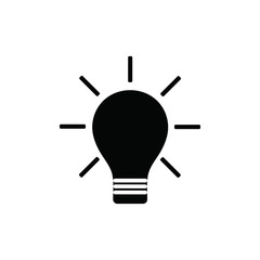 Light bulb flat sign, simple design. Vector illustration. Icon.